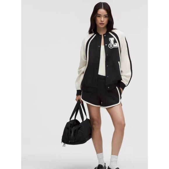 Lululemon Oversized Collegiate Scuba Jacket XL XXL Varsity Graphic Design Black - Picture 3 of 5